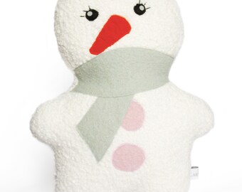 Peluche bonhomme de neige, Snowky - Collection Christmas Time - Coussin/ Doudou de Noël pour enfant Caro & Zolie