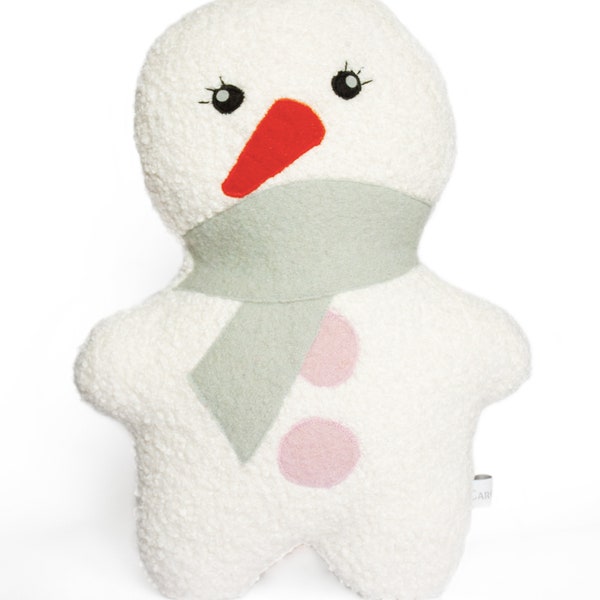 Peluche bonhomme de neige, Snowky - Collection Christmas Time - Coussin/ Doudou de Noël pour enfant Caro & Zolie