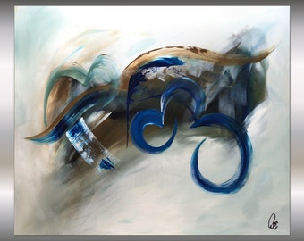 Abstract Painting on Canvas, Acrylic art blue