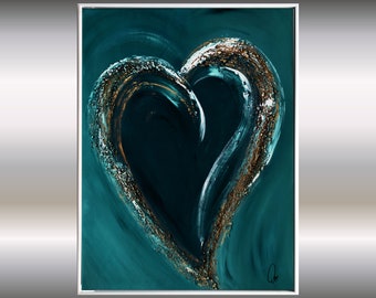 Acrylic Painting, Abstract Art, Framed Structured Painting Heart