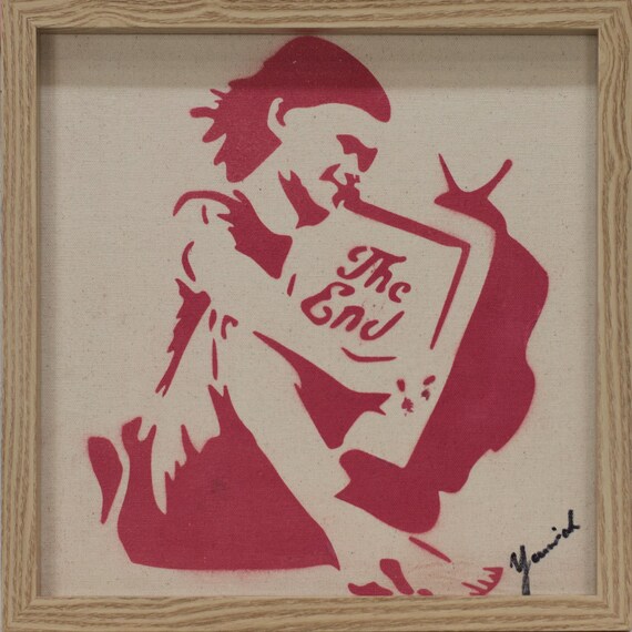 The End – Urban Graffiti Art auf Rohleinen, gerahmtes Streetart Mini
