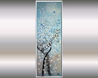 Abstract Acrylic Painting,  Cherry Blossoms, Large Painting