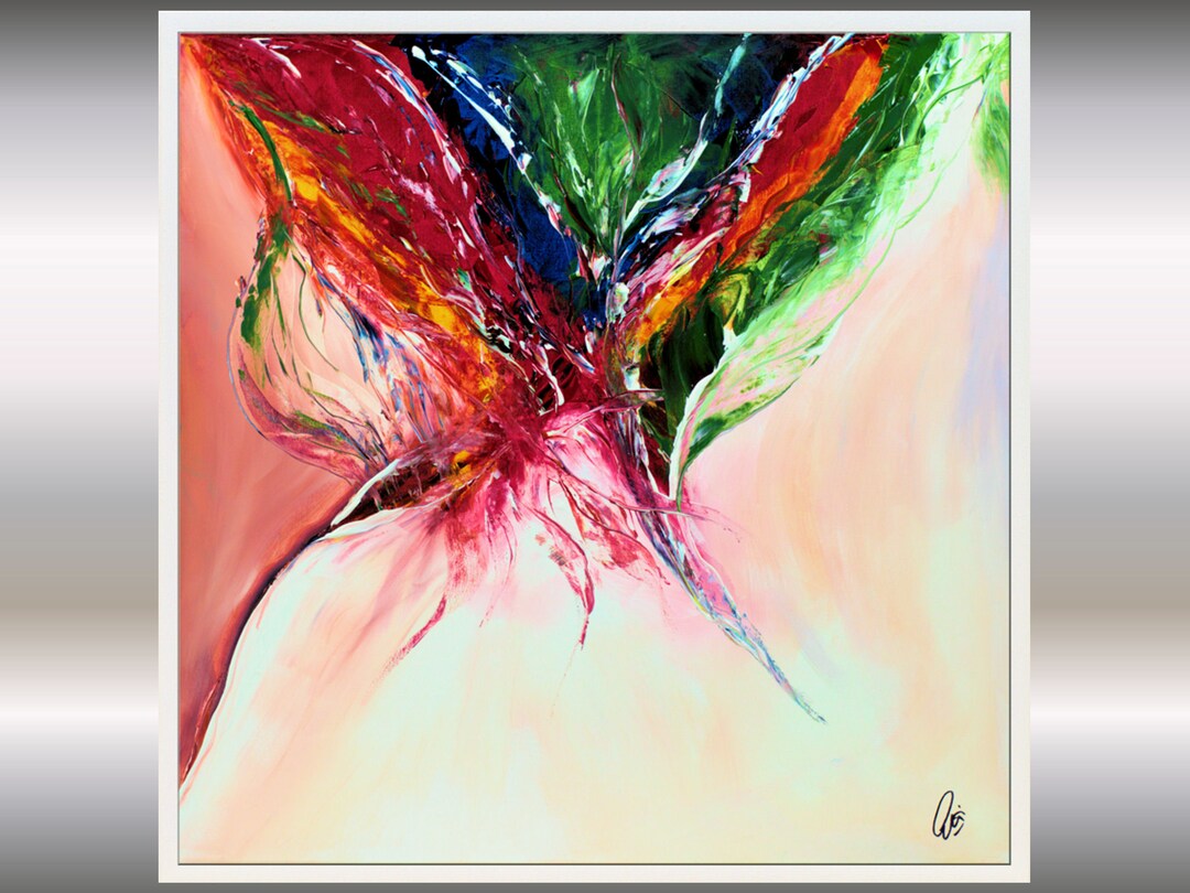 Acrylic Painting Abstract Blossom, Artwork in Frame - Etsy