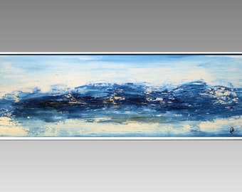 Abstract Art, Framed Painting on Canvas, Acrylic Seascape Painting