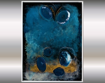 abstract painting, acrylic art on canvas in frame