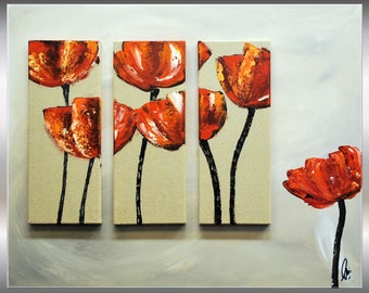 Abstract Acrylic Flower Painting, stretched canvas art