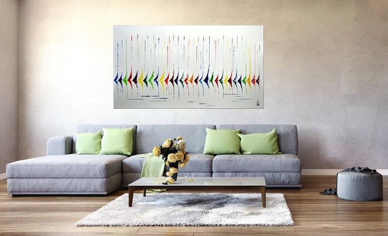 Acrylic painting abstract painting Sailboat Painting wall art canvas art colorful painting 72 x 40 large wall art Ettis Gallery image 5