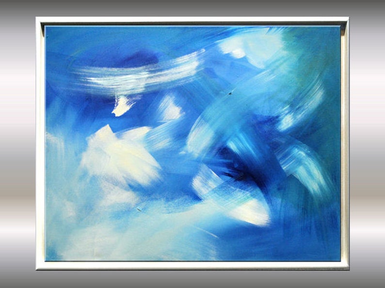 Small Abstract Acrylic Painting Framed Art