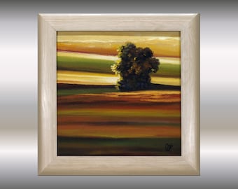 Ethereal Landscape Painting: Framed Abstract Tree Art, Earth Tones