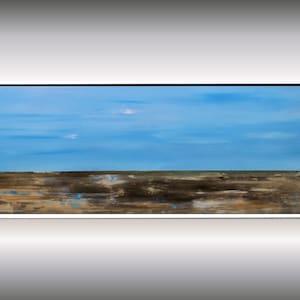 Textured Seascape Painting: Minimalist Abstract Beach Art, Framed Ocean Landscape