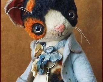 Alla Bears artist Cat kitten gift original art doll home office decor nursery Anime character animal pet Boston terrier bulldog