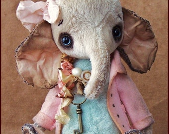 Alla Bears original artist Elephant Valentine's art toy doll Sweet baby handmade home decor baby girl Confirmation Birthday Bridal gift gold