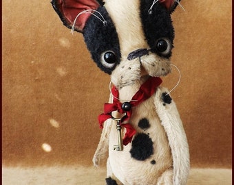 Alla Bears original artist dog stuffed custom Antique Pug Bulldog Boston terrier art doll gift pet baby decor man cave