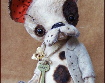 Alla Bears Original artist OOAK Boston Terrier Bulldog Vintage Puppy dog custom pet Antique toy art doll bid gift home office decor Fall