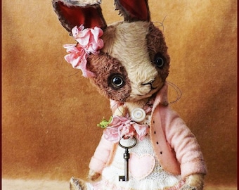 Alla Bears Bunny Rabbit Hare original artist doll Vintage Antique baby handmade home office kitchen decor gift