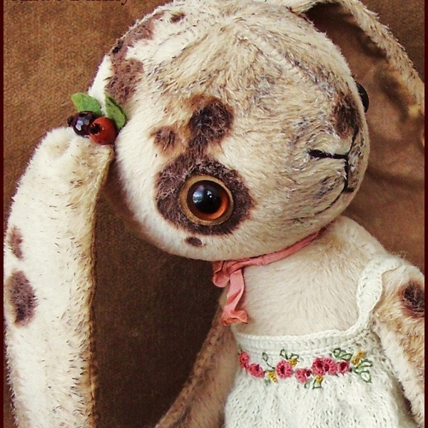 by Alla Bears Beautiful 9" original artist Bunny collectible handmade Whimsical toy art doll ooak Vintage baby