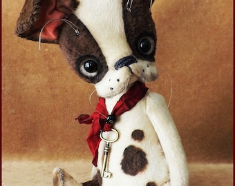 By Alla Bears original artist Boston Terrier Vintage Puppy dog French Bulldog custom Antique toy doll bjd gift pet office decor man cave