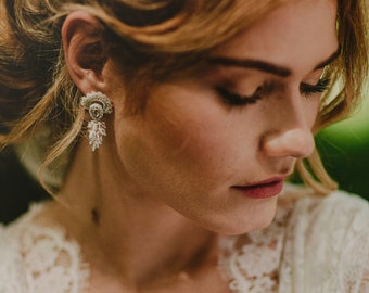 Bridal earrings with vintage rose crystals, pink bridal earrings, sterling silver wedding studs, blush rose bride jewelry for wedding day