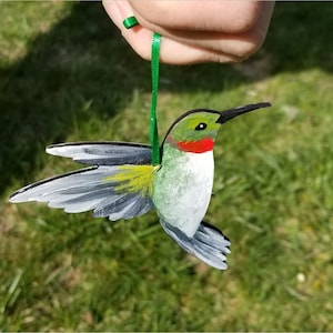 HUMMINGBIRD Ornament, Hand-painted Original Artwork by Alexandra Kent