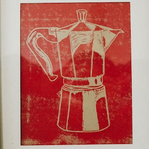 Bialetti Moka Express Print // Espresso Maker // Coffee Print // Italian Coffee // Coffee Block Print