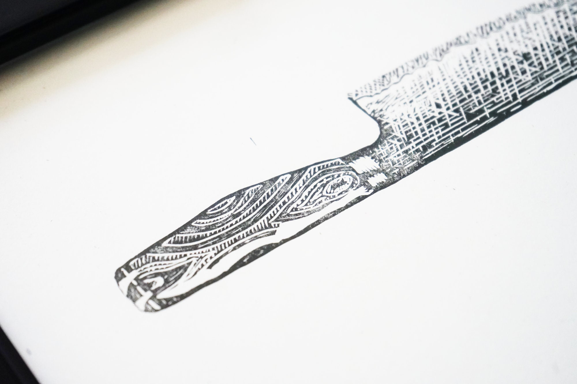 Chef's Knife Linocut Print. Knife Block Print. Shun Etsy