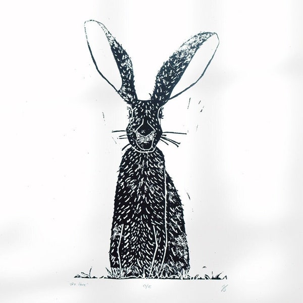 The Hare / Linocut print