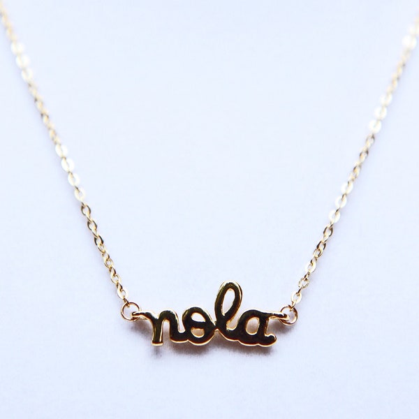 Gold Plated "NOLA" Charm Necklace, with 1.8mm Flat Oval Cable Chain