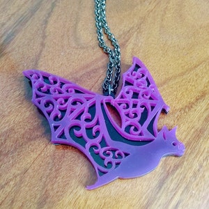 Laser cut bat necklace