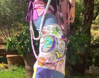 Sudadera con parches y pernera recta con tiras OOAK - XL/cintura de 32"