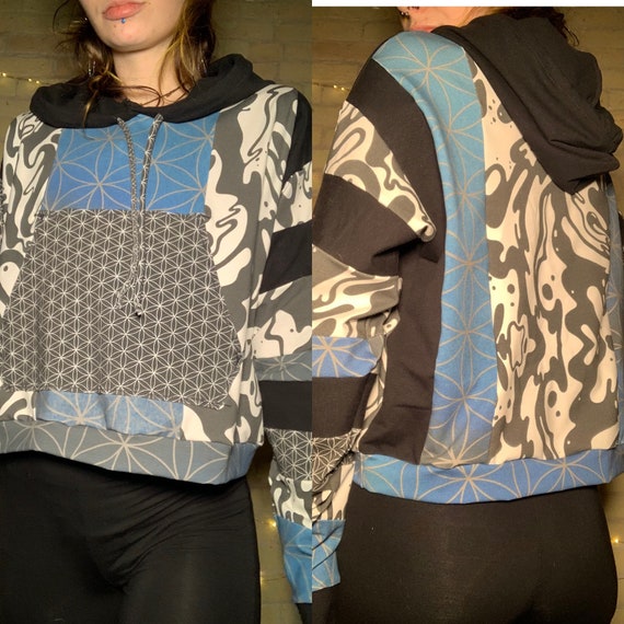 MTO Cropped Patchwork Hoodie - Etsy