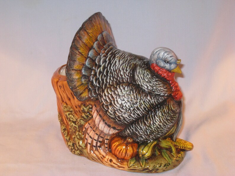 Ceramic Turkey Planter Fall and Thanksgiving hand painted | Etsy