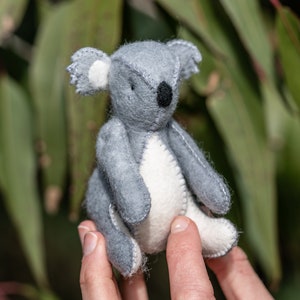 Felt Australian Koala Bear Sewing Pattern PDF - Handmade Felt Animals from 100% wool felt.