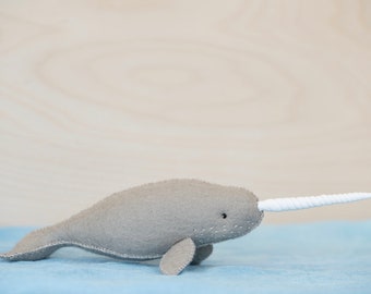 Felt Narwhal Soft Toy Sewing Pattern PDF