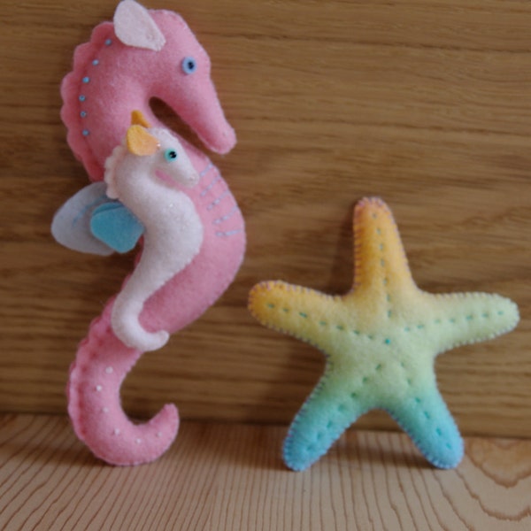 Felt Sea Horses and Star Fish Sewing Pattern PDF