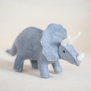 Felt Dinosaur Triceratops Soft Toy Sculpture Sewing Pattern PDF - Waldorf Style Toy