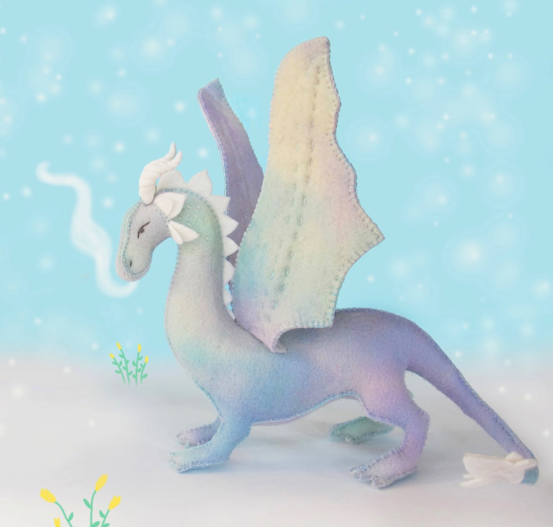 Felt Dragon Soft Toy Sewing Pattern PDF, Hand Sewn With Hand