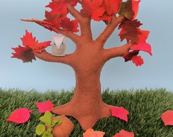 Felt Tree with Owl and Pumpkin Sewing Pattern PDF - Autumn Scene