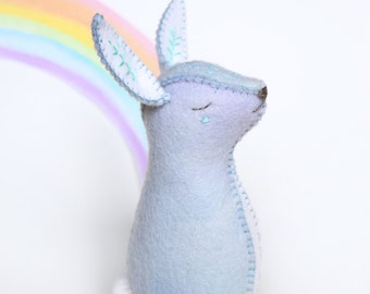 Whimsical Easter Rabbit - Waldorf style wool felt animal sewing pattern PDF