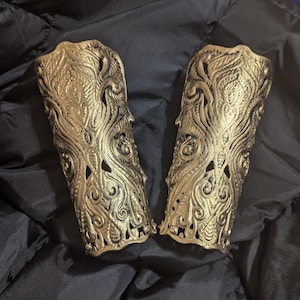 Gold Filigree Latex Bracers Metallic Rubber Gothic Steampunk