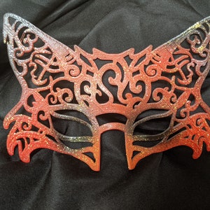 Filigree Fox Masquerade Mask with Ribbon - 3d Printed