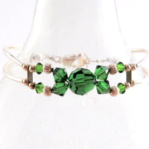 Bracciale regolabile in cristallo Swarovski verde felce moderno e delicato per qualsiasi regalo occasione speciale, matrimoni o TE!