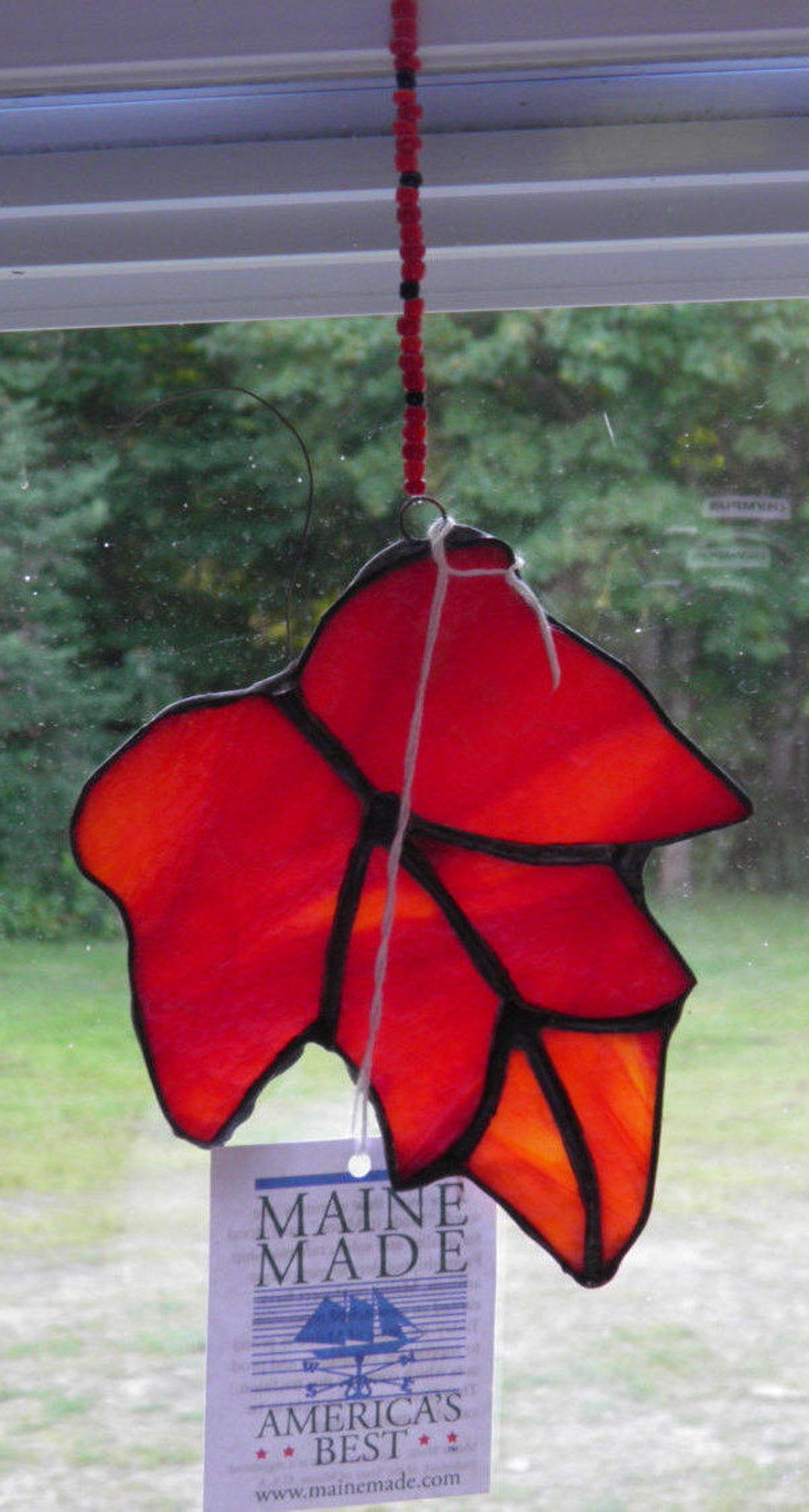 Red and Burnt Orange Stained Glass Maple Leaf Suncatcher Etsy UK