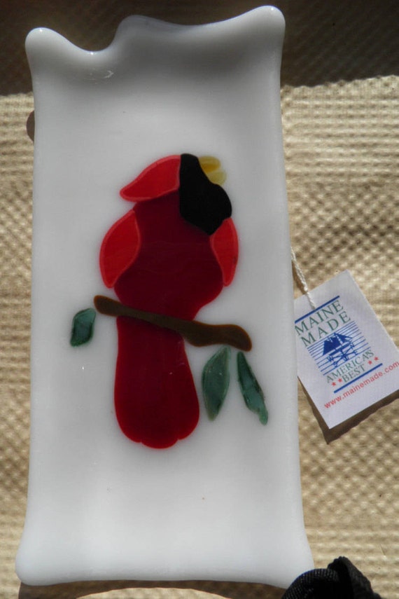 Mosaic Cardinal Fused Glass Dish Bird Bath Bird Feeder Etsy