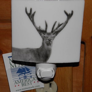 Stag Deer Stained Fused Glass Night Light