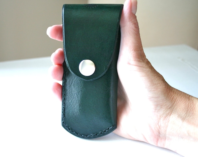 Pocket Knife Holder. Green Leather Pocket Knife Holder for Etsy