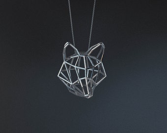 SILVER FOX MEDIUM / silver pendant and silver chain