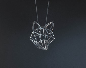 SILVER FOX MEDIUM / silver pendant and silver chain