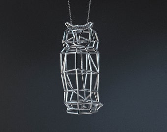 SILVER OWL MEDIUM / silver pendant and silver chain