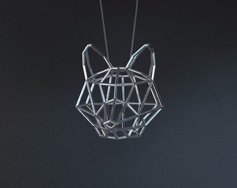 SILVER FOX LARGE / silver pendant and silver chain
