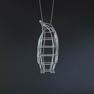 SILVER PENGUIN MEDIUM / silver pendant and silver chain